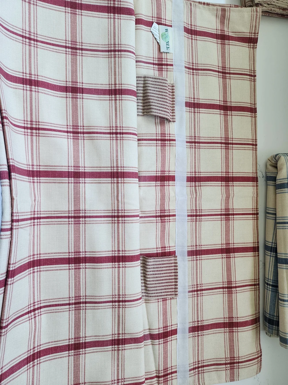 Waverly Frech Door Fabric Roll Up Shade Crimson & Cream (2 Panels)